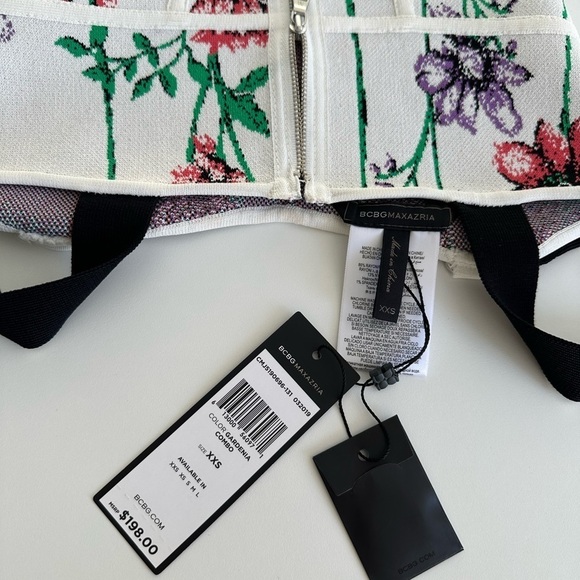 BCBG MaxAzria Floral-Jacquard Bandeau Crop Top | XXS | NWT - Picture 6 of 6